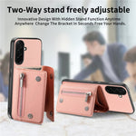 For Samsung Galaxy A57 5G Magnetic Case Twill Cloth Texture PU Leather Phone Back Cover with Tri-fold Card Holder