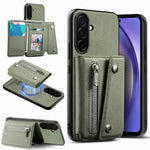 For Samsung Galaxy A27 5G Magnetic Case Twill Cloth Texture PU Leather Phone Back Cover with Tri-fold Card Holder