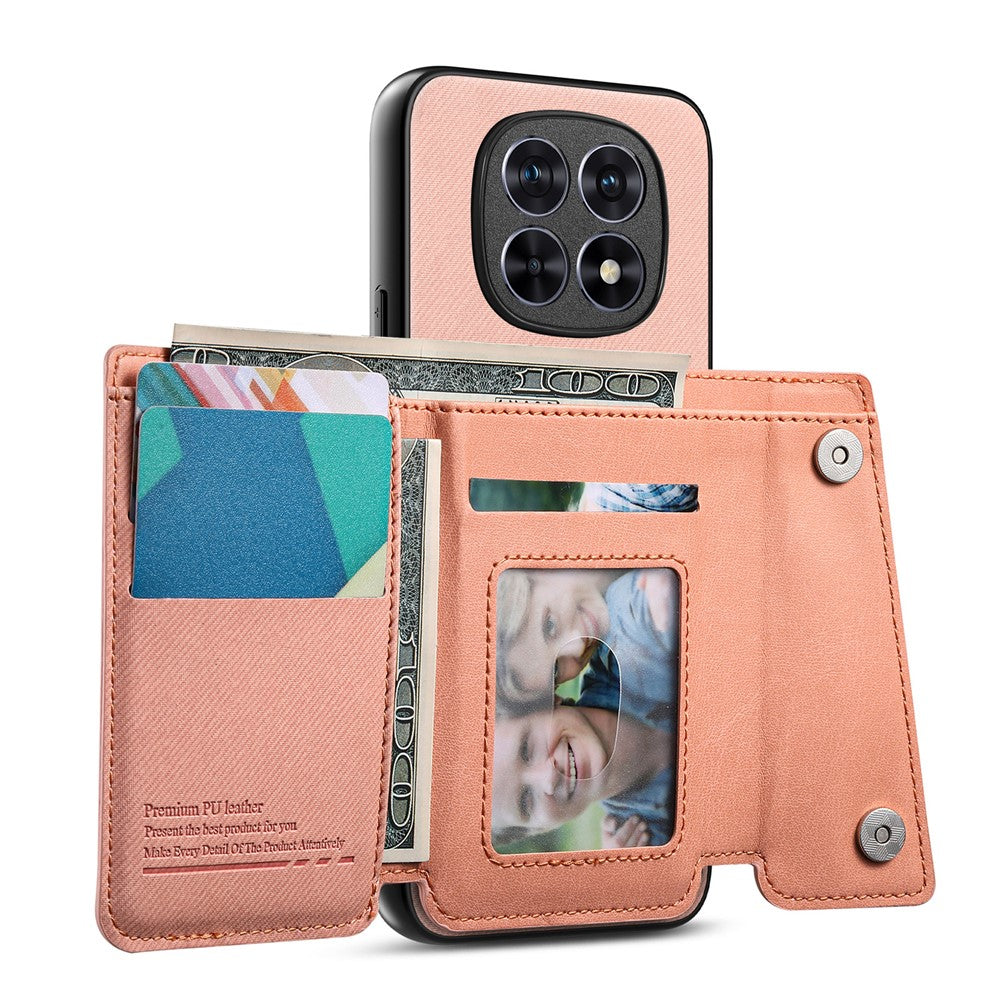 For Xiaomi Redmi Note 15 5G (Global)  /  Poco M8 5G Magnetic Case Twill Cloth Texture PU Leather Phone Back Cover with Tri-fold Card Holder