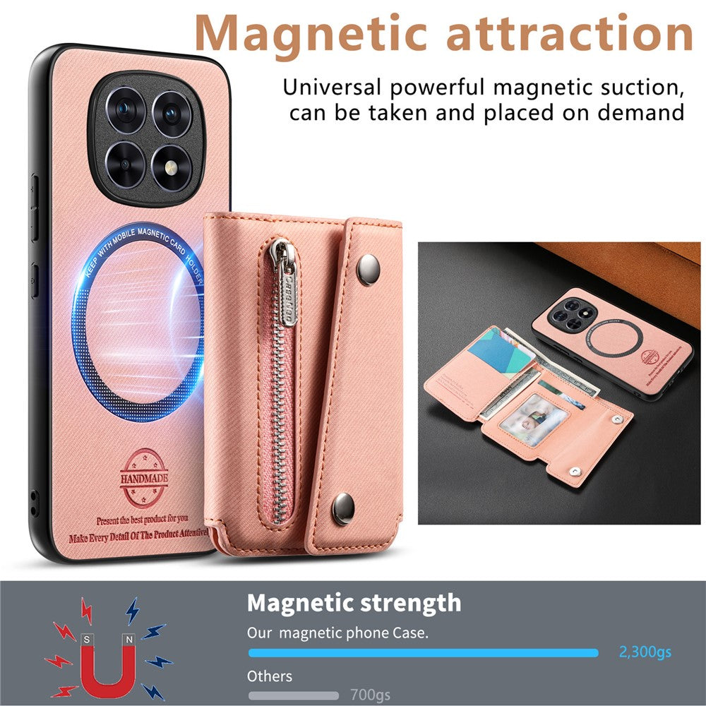 For Xiaomi Redmi Note 15 5G (Global)  /  Poco M8 5G Magnetic Case Twill Cloth Texture PU Leather Phone Back Cover with Tri-fold Card Holder
