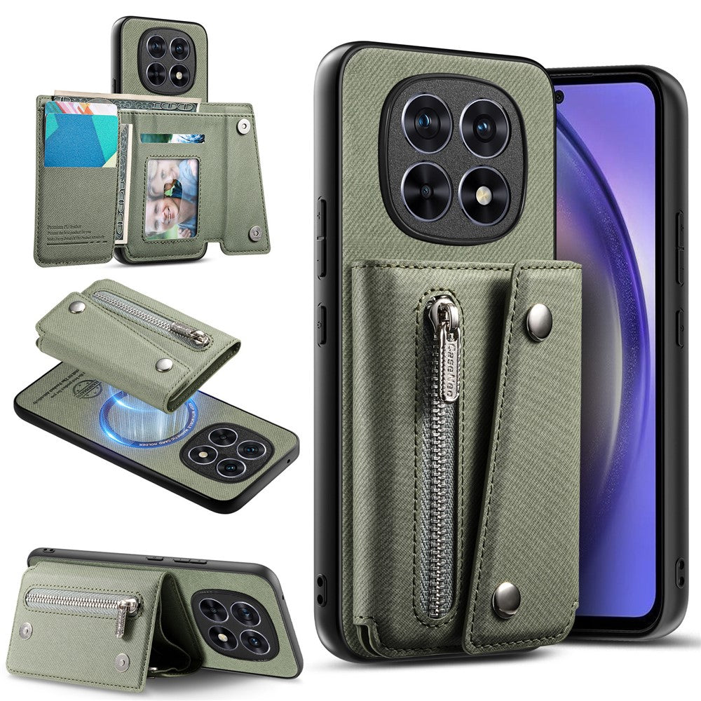 For Xiaomi Redmi Note 15 5G (Global)  /  Poco M8 5G Magnetic Case Twill Cloth Texture PU Leather Phone Back Cover with Tri-fold Card Holder