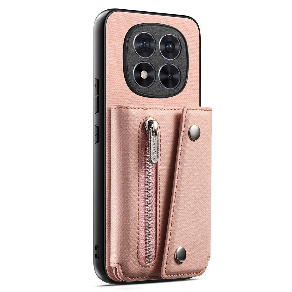 For Xiaomi Redmi Note 15 Pro+ 5G (Global)  /  Poco M8 Pro 5G Magnetic Case Twill Cloth Texture PU Leather Phone Back Cover with Tri-fold Card Holder