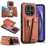 For Xiaomi Redmi Note 15 Pro+ 5G (Global)  /  Poco M8 Pro 5G Magnetic Case Twill Cloth Texture PU Leather Phone Back Cover with Tri-fold Card Holder