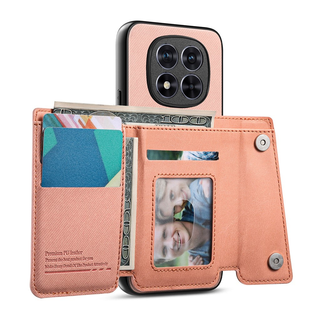 For Xiaomi Redmi Note 15 Pro 5G (Global) Magnetic Case Twill Cloth Texture PU Leather Phone Back Cover with Tri-fold Card Holder