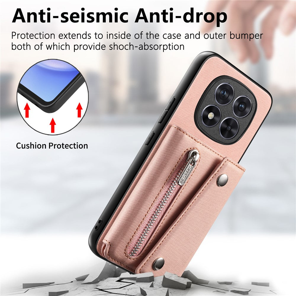 For Xiaomi Redmi Note 15 Pro 5G (Global) Magnetic Case Twill Cloth Texture PU Leather Phone Back Cover with Tri-fold Card Holder