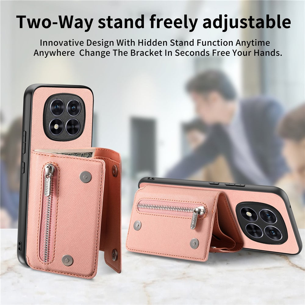 For Xiaomi Redmi Note 15 Pro 5G (Global) Magnetic Case Twill Cloth Texture PU Leather Phone Back Cover with Tri-fold Card Holder