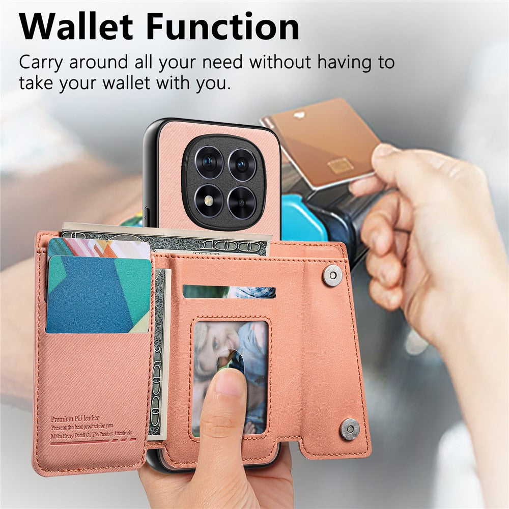 For Xiaomi Redmi Note 15 Pro 5G (Global) Magnetic Case Twill Cloth Texture PU Leather Phone Back Cover with Tri-fold Card Holder