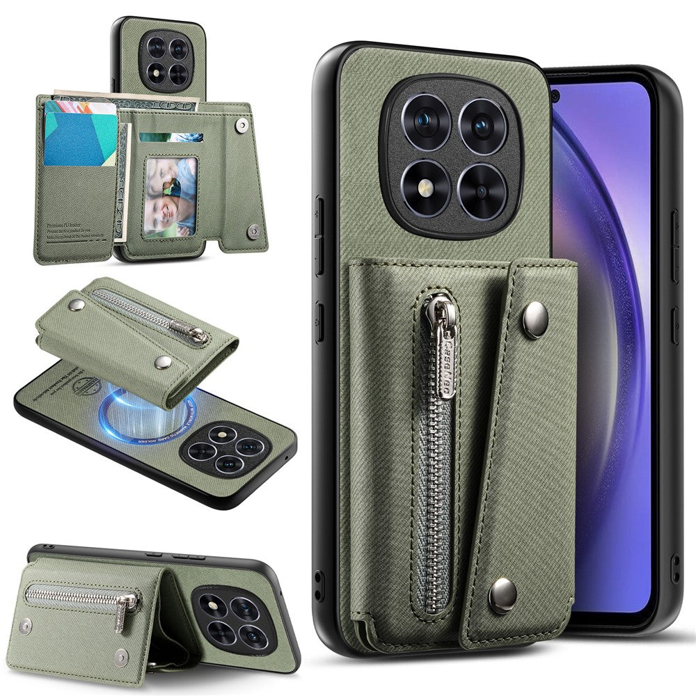 For Xiaomi Redmi Note 15 Pro 5G (Global) Magnetic Case Twill Cloth Texture PU Leather Phone Back Cover with Tri-fold Card Holder
