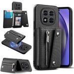 For Xiaomi Redmi Note 15 Pro 5G (Global) Magnetic Case Twill Cloth Texture PU Leather Phone Back Cover with Tri-fold Card Holder