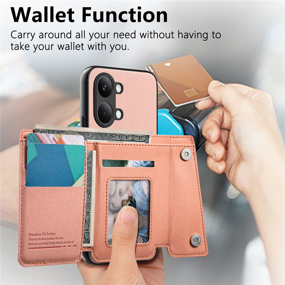 For Xiaomi Poco X8 Pro Max 5G  /  Redmi Turbo 5 Max 5G Magnetic Case Twill Cloth Texture PU Leather Phone Back Cover with Tri-fold Card Holder