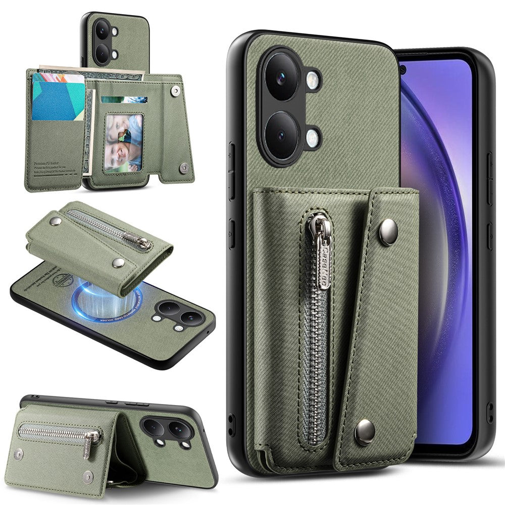 For Xiaomi Poco X8 Pro Max 5G  /  Redmi Turbo 5 Max 5G Magnetic Case Twill Cloth Texture PU Leather Phone Back Cover with Tri-fold Card Holder