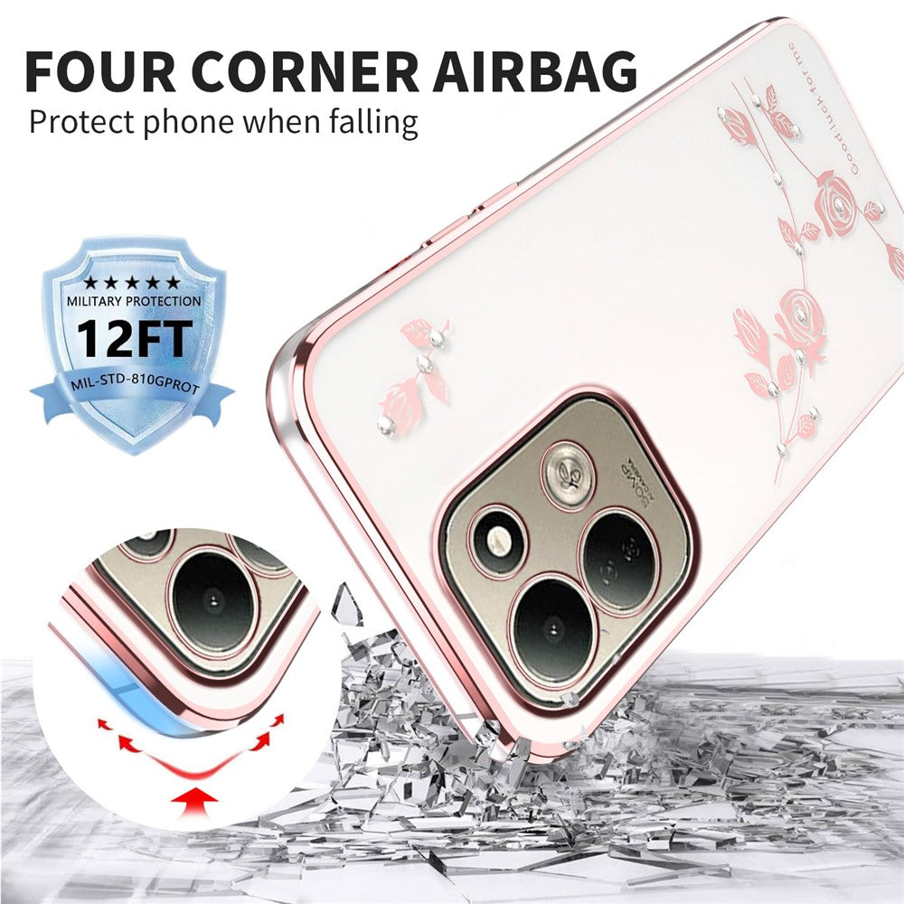KADEM For Xiaomi Redmi 17 5G  /  Redmi 17 4G Case Flower Rhinestone Decor TPU Phone