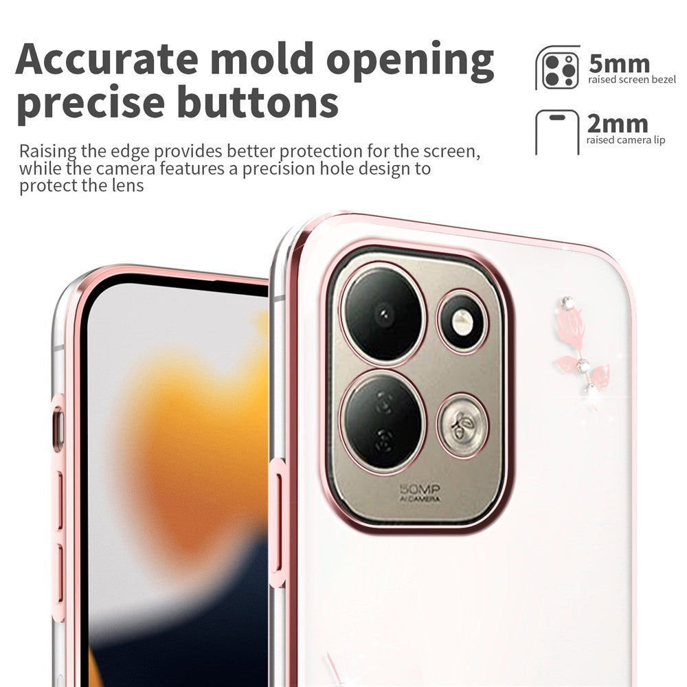 KADEM For Xiaomi Redmi 17 5G  /  Redmi 17 4G Case Flower Rhinestone Decor TPU Phone