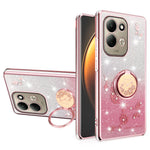 KADEM For Xiaomi Redmi 17 5G  /  Redmi 17 4G Case Ring Kickstand TPU Flowers Phone Cover Gradient Glitter