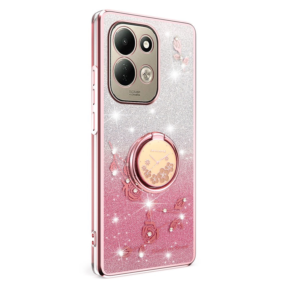 KADEM For Xiaomi Redmi 17 5G  /  Redmi 17 4G Case Ring Kickstand TPU Flowers Phone Cover Gradient Glitter