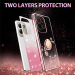 KADEM For Xiaomi Redmi 17 5G  /  Redmi 17 4G Case Ring Kickstand TPU Flowers Phone Cover Gradient Glitter