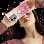 KADEM For Xiaomi Redmi 17 5G  /  Redmi 17 4G Case Ring Kickstand TPU Flowers Phone Cover Gradient Glitter