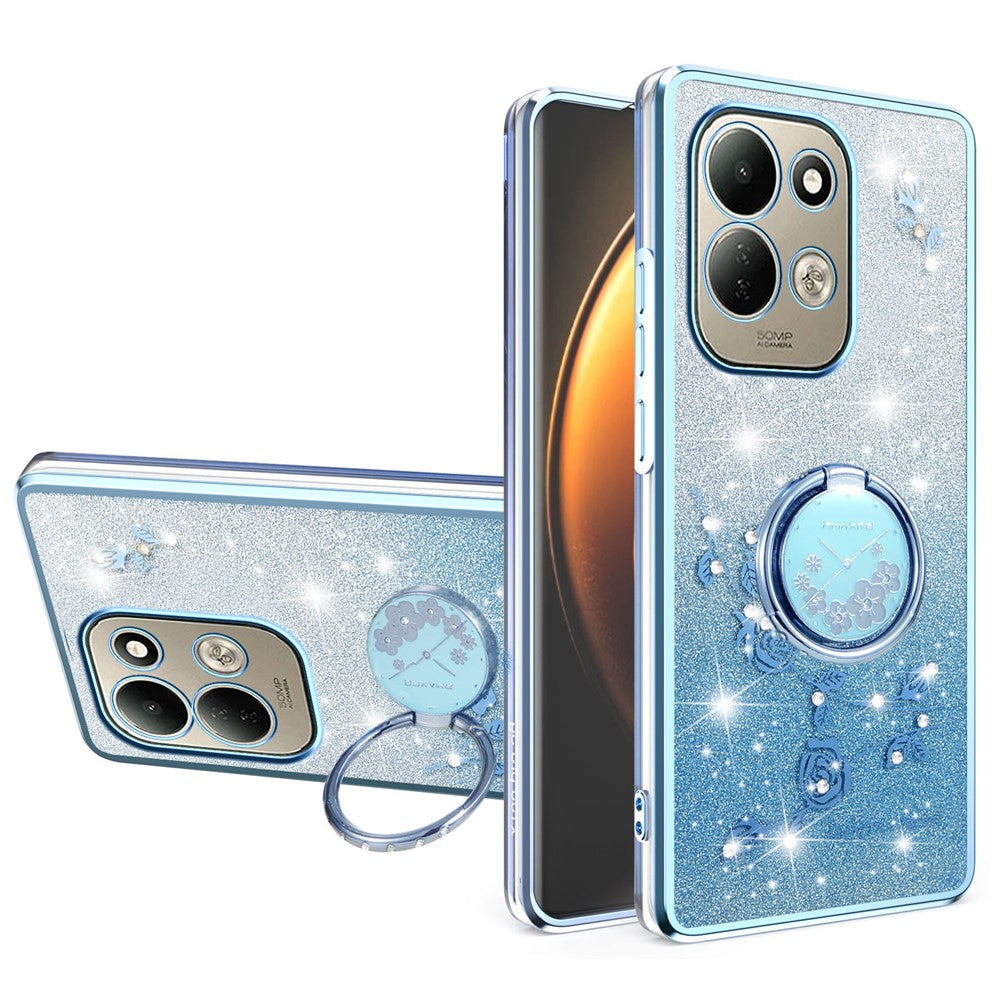 KADEM For Xiaomi Redmi 17 5G  /  Redmi 17 4G Case Ring Kickstand TPU Flowers Phone Cover Gradient Glitter
