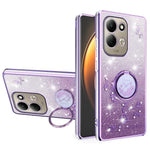 KADEM For Xiaomi Redmi 17 5G  /  Redmi 17 4G Case Ring Kickstand TPU Flowers Phone Cover Gradient Glitter