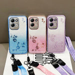 KADEM For Xiaomi Redmi 17 5G  /  Redmi 17 4G Case Flower Pattern TPU Gradient Phone Cover with Lanyards