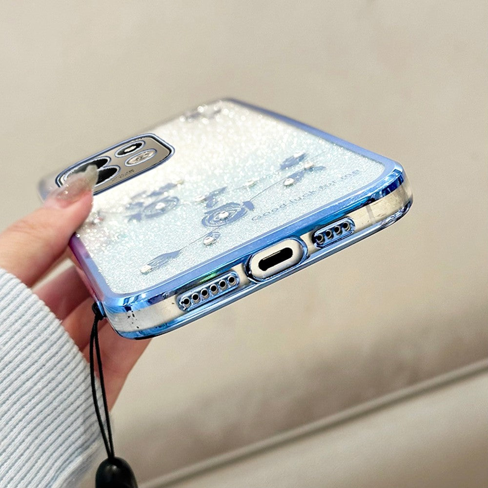 KADEM For Xiaomi Redmi 17 5G  /  Redmi 17 4G Case Flower Pattern TPU Gradient Phone Cover with Lanyards