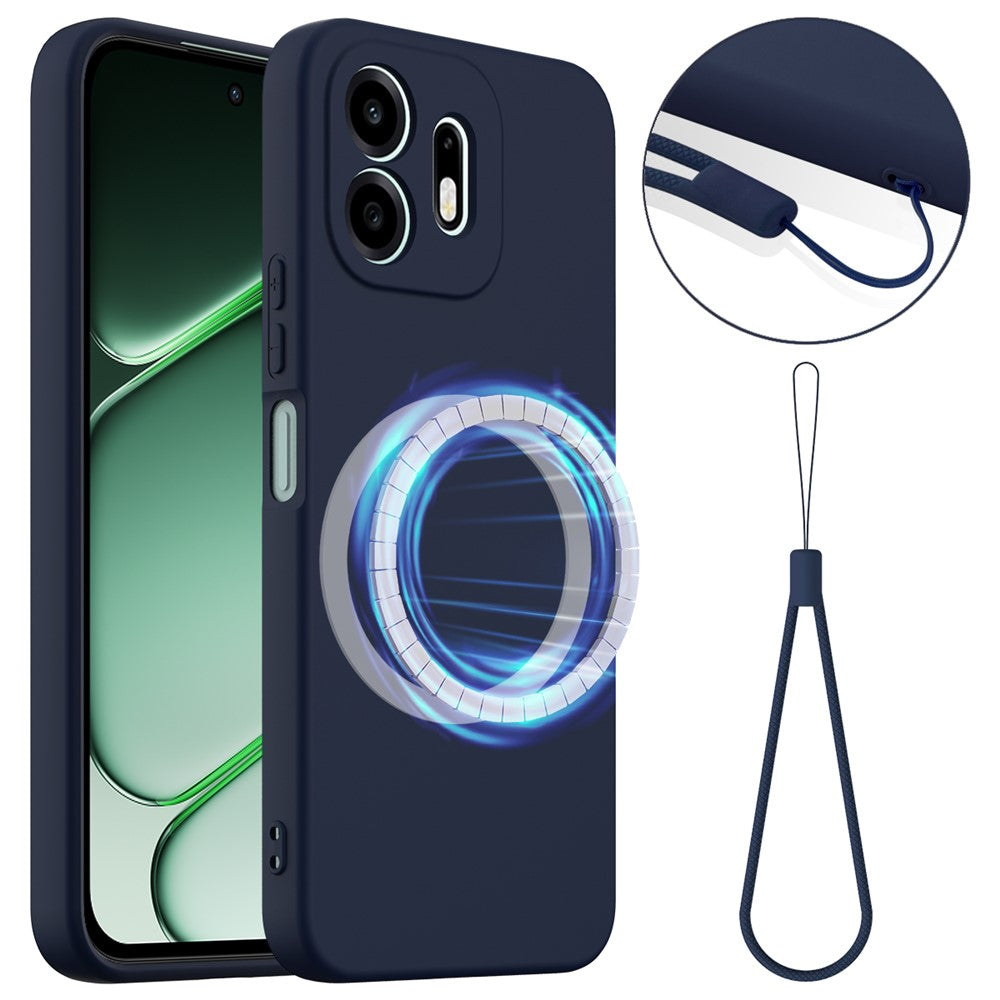 For OnePlus N6 4G Magnetic Case Anti-Drop Liquid Silicone Phone Cover with Lanyard