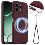 For OnePlus N6 4G Magnetic Case Anti-Drop Liquid Silicone Phone Cover with Lanyard