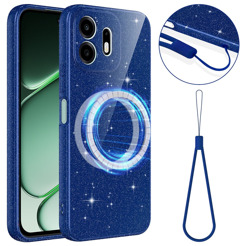For OnePlus N6 4G Magnetic Case Glitter TPU Shockproof Phone Cover with Lanyard
