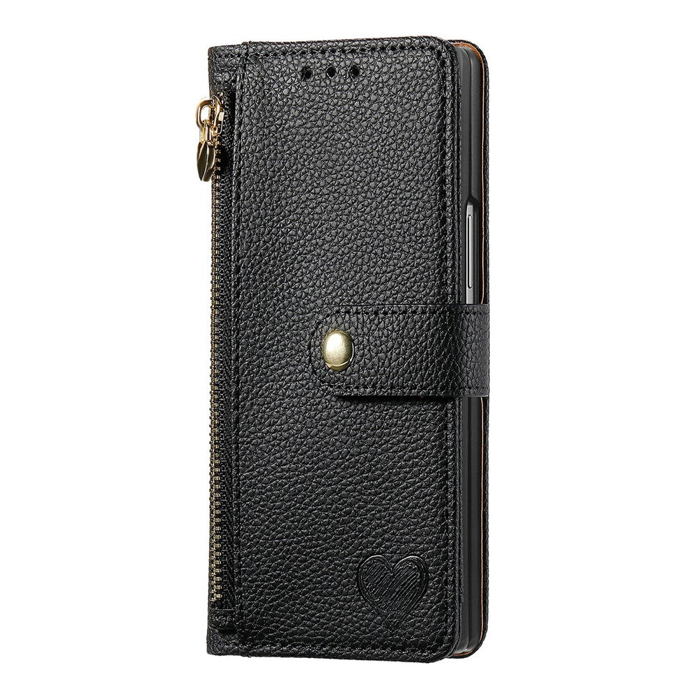 Til Samsung Galaxy Z Fold8 Ultra Cover RFID Blockerende Lynlåslomme Læder Pung Telefon Cover med Rem