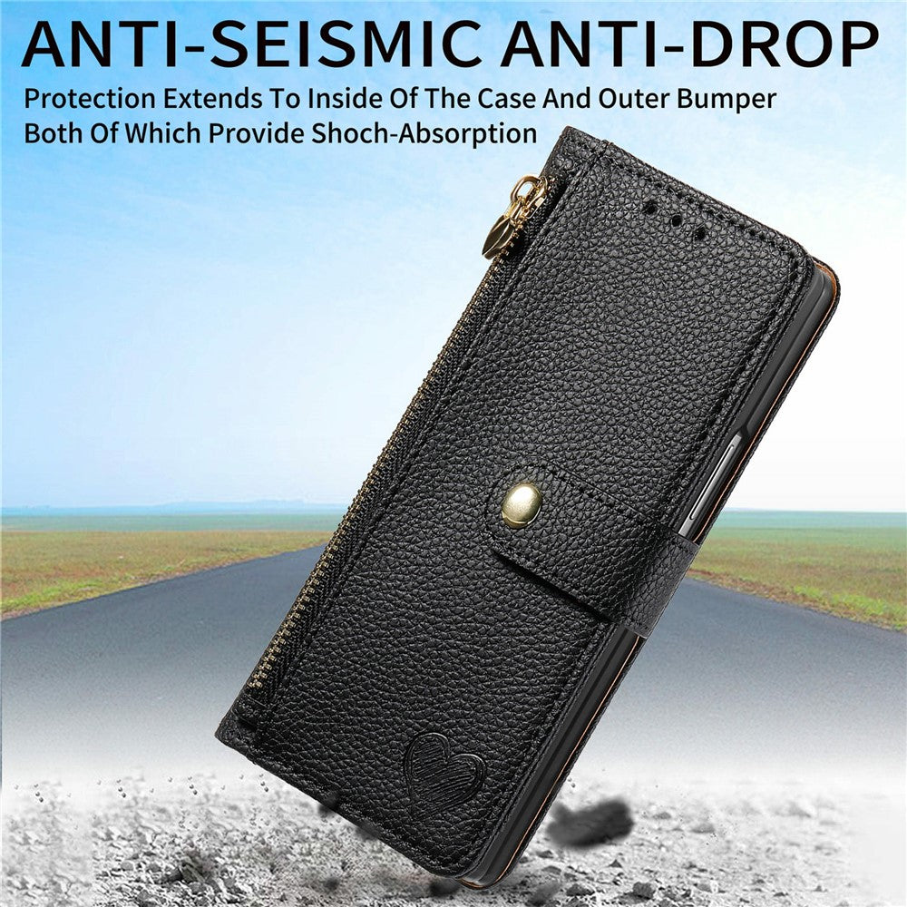 Til Samsung Galaxy Z Fold8 Ultra Cover RFID Blockerende Lynlåslomme Læder Pung Telefon Cover med Rem