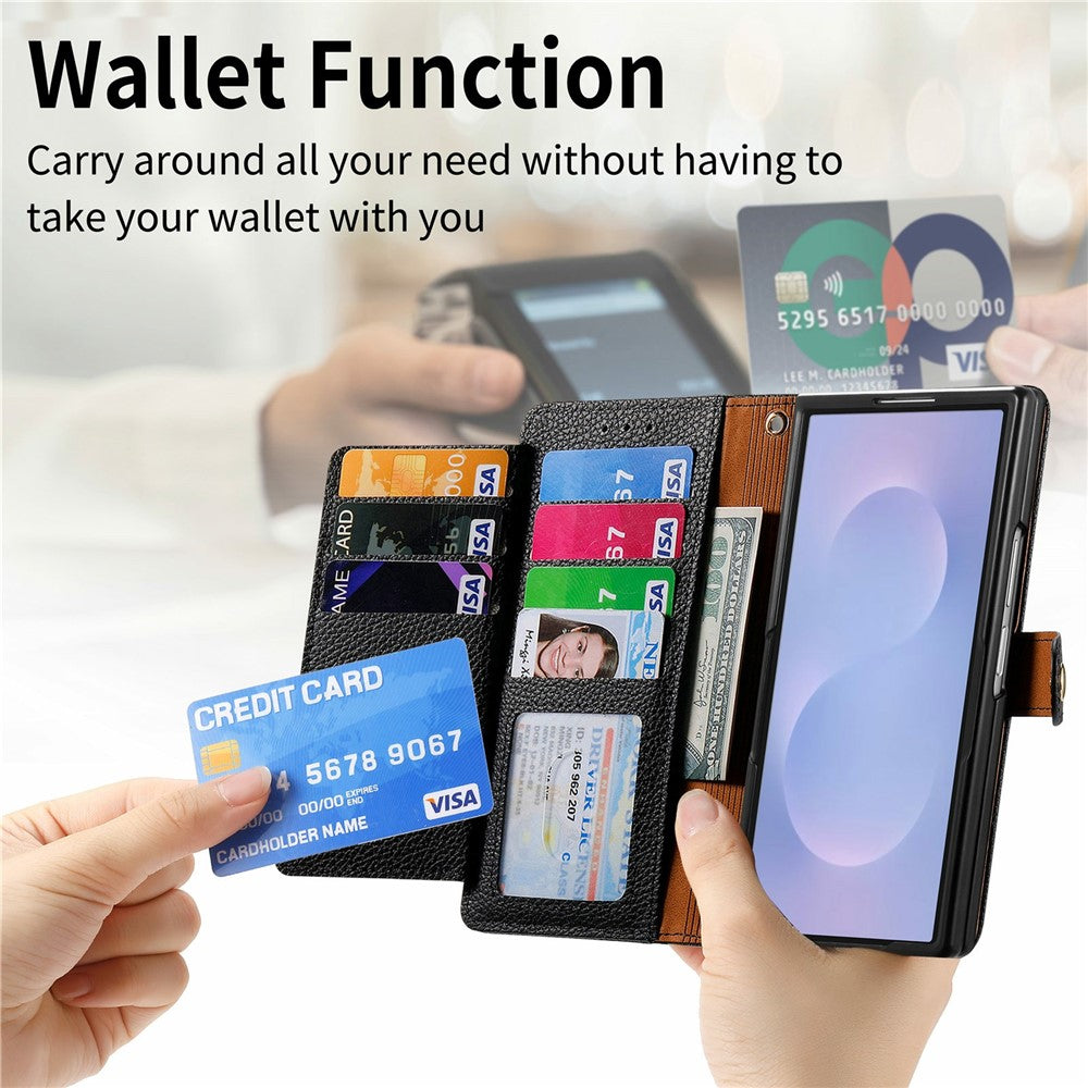Til Samsung Galaxy Z Fold8 Ultra Cover RFID Blockerende Lynlåslomme Læder Pung Telefon Cover med Rem