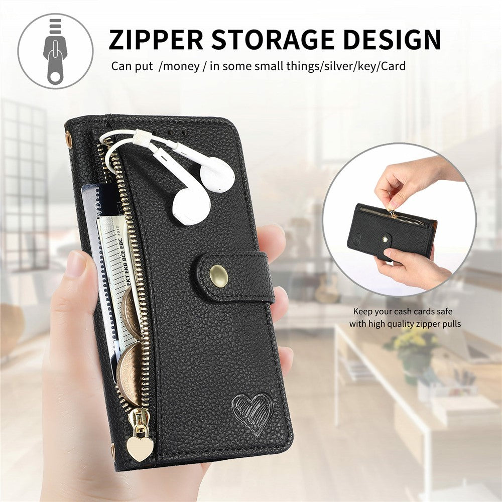 Til Samsung Galaxy Z Fold8 Ultra Cover RFID Blockerende Lynlåslomme Læder Pung Telefon Cover med Rem