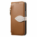 For Samsung Galaxy Z Fold8 Ultra Stand Case Leaf Shape Magnetic Clasp Leather Phone Cover with Hand Strap