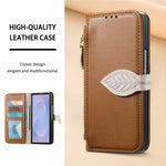 For Samsung Galaxy Z Fold8 Ultra Stand Case Leaf Shape Magnetic Clasp Leather Phone Cover with Hand Strap