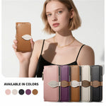 For Samsung Galaxy Z Fold8 Ultra Stand Case Leaf Shape Magnetic Clasp Leather Phone Cover with Hand Strap