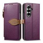 For Samsung Galaxy Z Fold8 Ultra Stand Case Leaf Shape Magnetic Clasp Leather Phone Cover with Hand Strap
