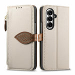 For Samsung Galaxy Z Fold8 Ultra Stand Case Leaf Shape Magnetic Clasp Leather Phone Cover with Hand Strap