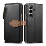 For Samsung Galaxy Z Fold8 Ultra Stand Case Leaf Shape Magnetic Clasp Leather Phone Cover with Hand Strap