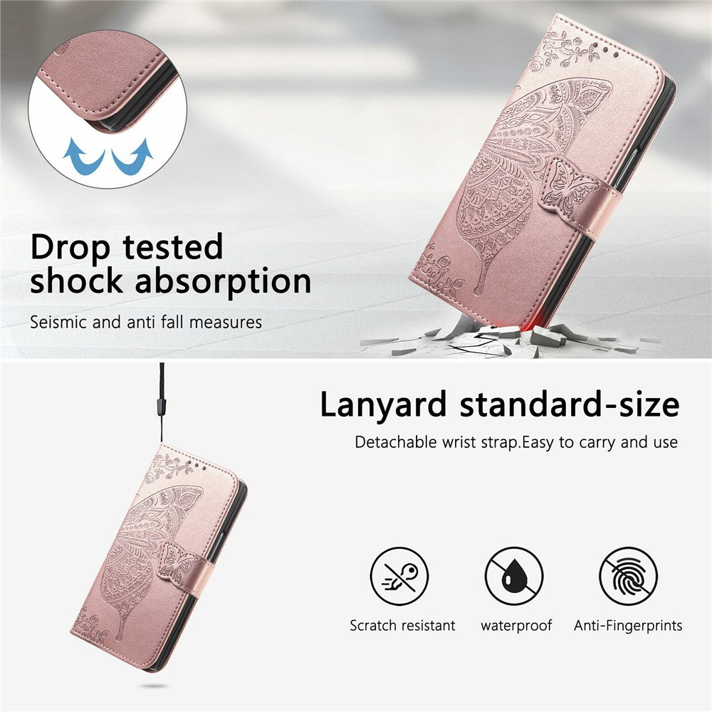 For Samsung Galaxy Z Fold8 Ultra Case with Strap Butterfly Pattern PU Leather Wallet Phone Cover