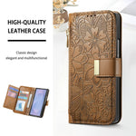 Til Samsung Galaxy Z Fold8 Ultra Cover Blomsterbladmønster Flere kortpladser Lynlås Læder Telefoncover med Håndrem