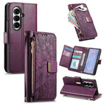 Til Samsung Galaxy Z Fold8 Ultra Cover Blomsterbladmønster Flere kortpladser Lynlås Læder Telefoncover med Håndrem
