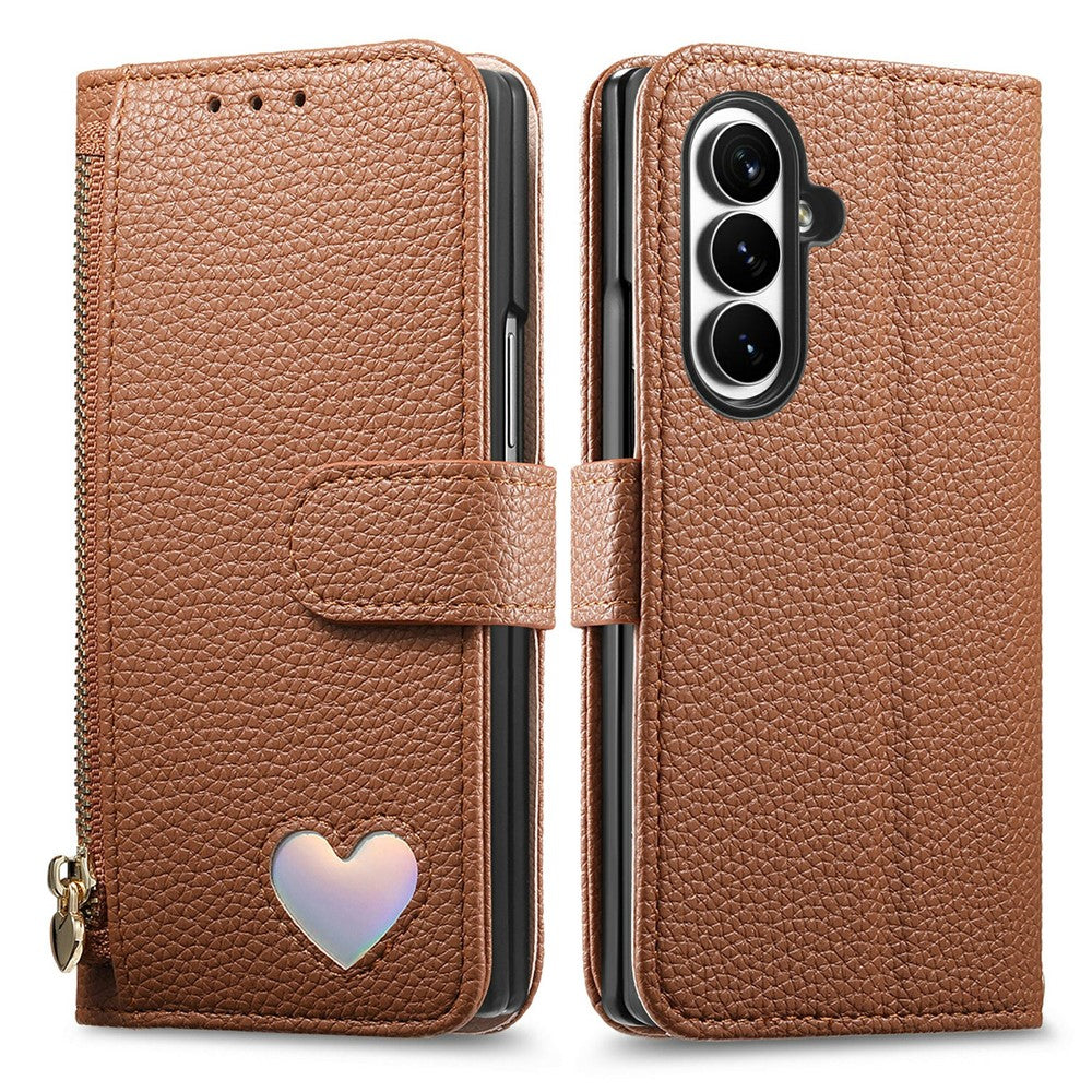 For Samsung Galaxy Z Fold8 Ultra Case Zipper Pocket TPU PU Leather Wallet Phone Cover with Strap