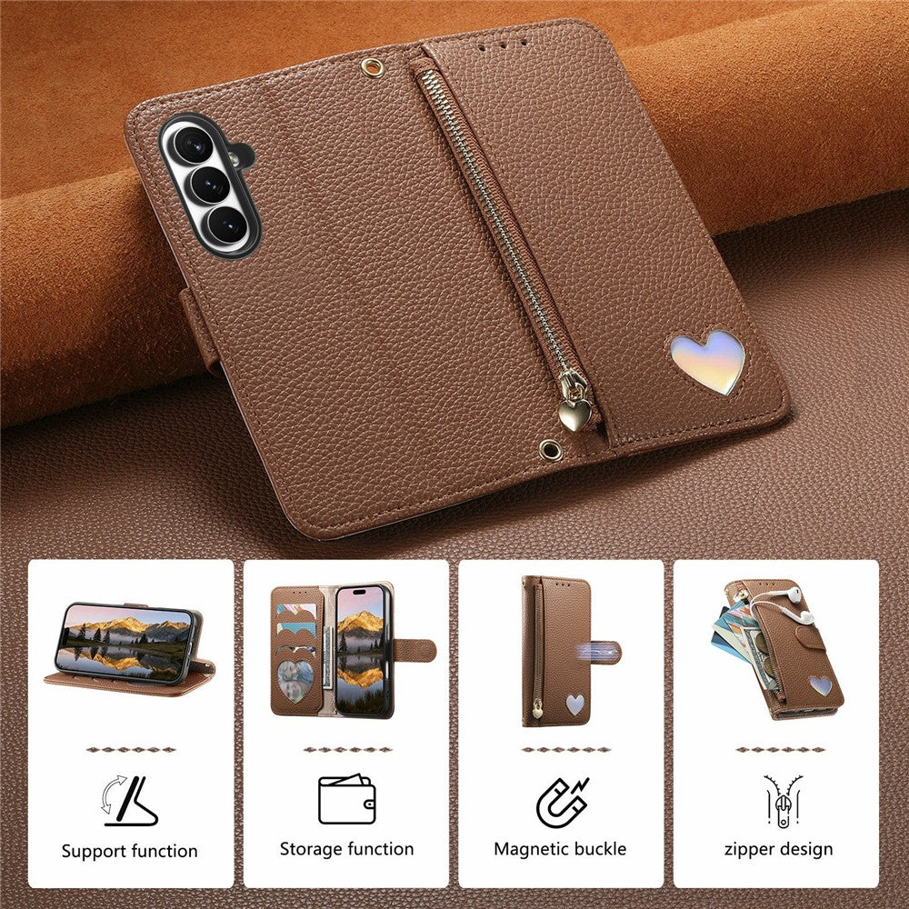 For Samsung Galaxy Z Fold8 Ultra Case Zipper Pocket TPU PU Leather Wallet Phone Cover with Strap