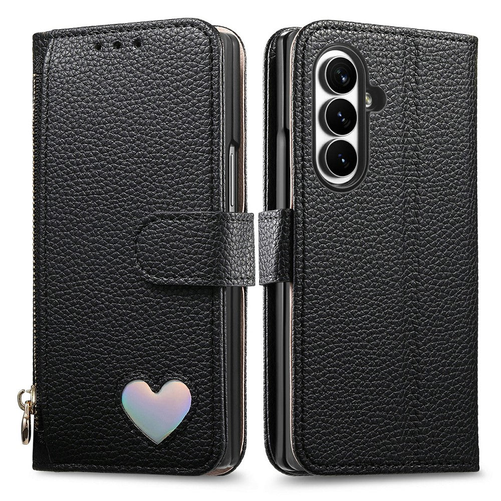 For Samsung Galaxy Z Fold8 Ultra Case Zipper Pocket TPU PU Leather Wallet Phone Cover with Strap