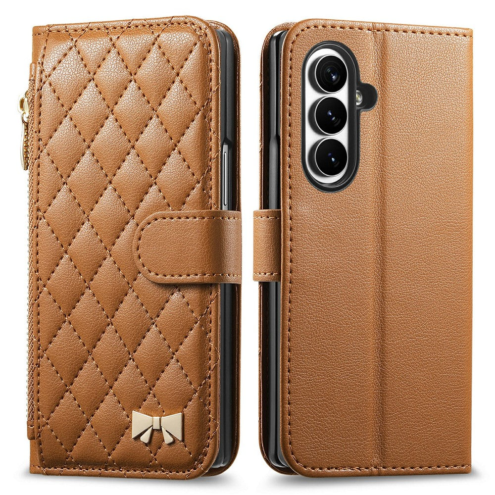 Til Samsung Galaxy Z Fold8 Ultra Standercover Præget TPU PU Læder Lynlås Lomme Pung Telefoncover med Rem