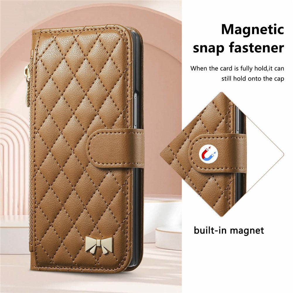 Til Samsung Galaxy Z Fold8 Ultra Standercover Præget TPU PU Læder Lynlås Lomme Pung Telefoncover med Rem