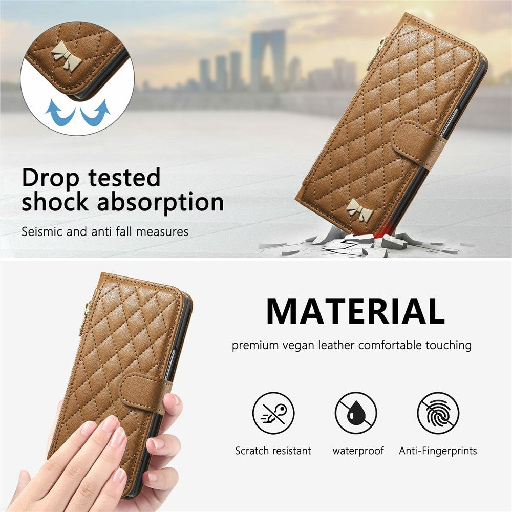 Til Samsung Galaxy Z Fold8 Ultra Standercover Præget TPU PU Læder Lynlås Lomme Pung Telefoncover med Rem