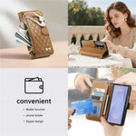 Til Samsung Galaxy Z Fold8 Ultra Standercover Præget TPU PU Læder Lynlås Lomme Pung Telefoncover med Rem