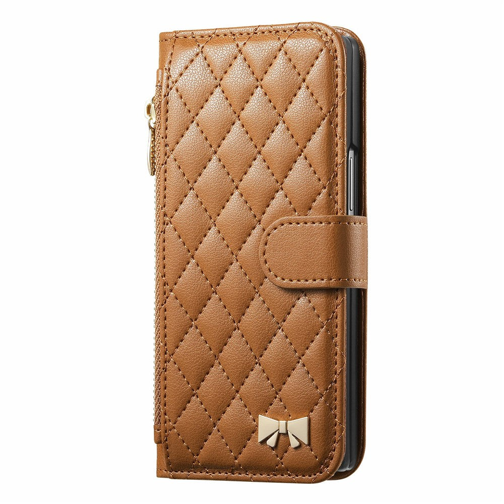 Til Samsung Galaxy Z Fold8 Ultra Standercover Præget TPU PU Læder Lynlås Lomme Pung Telefoncover med Rem