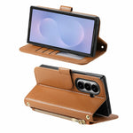 Til Samsung Galaxy Z Fold8 Ultra Standercover Præget TPU PU Læder Lynlås Lomme Pung Telefoncover med Rem